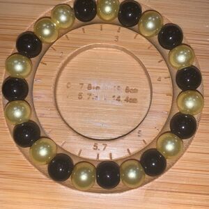 New Handmade Glass Bead Strechy Bracelet Girls Women‎ Yellow Black 5.7 Fits Most